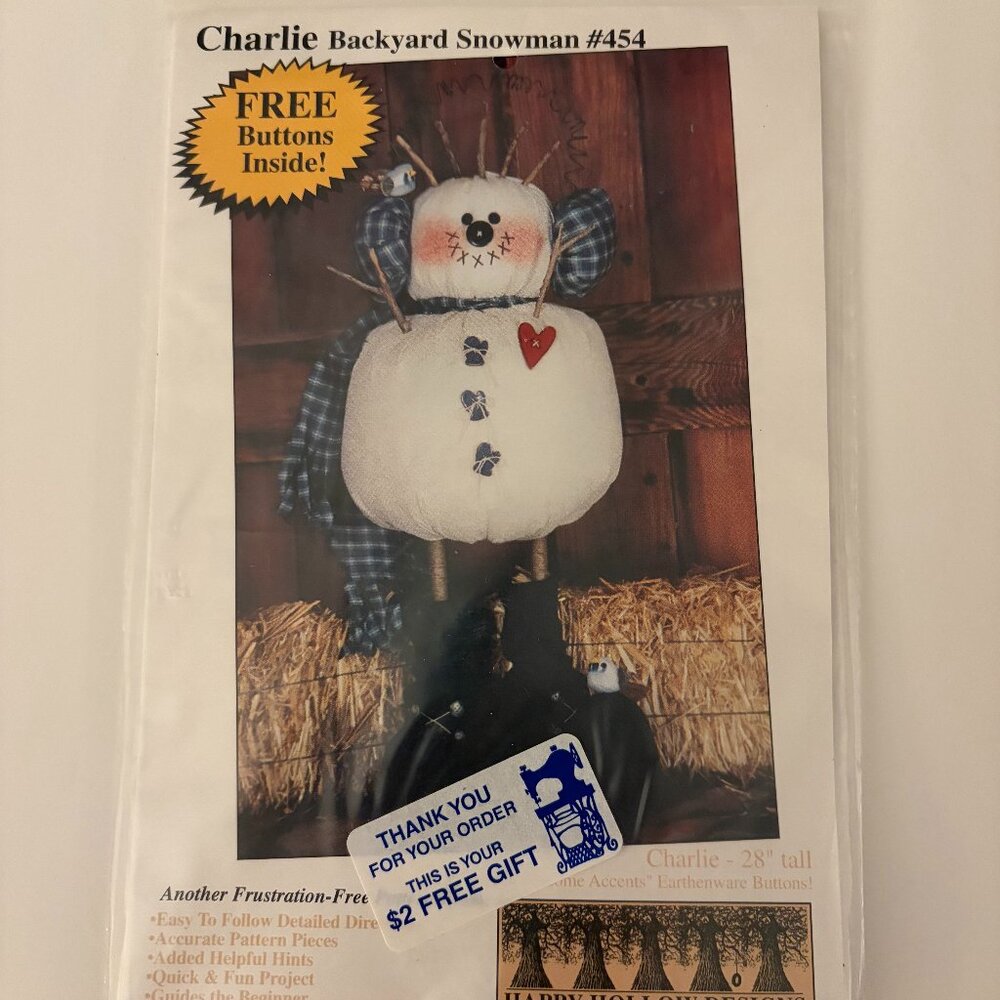 Charlie Backyard Snowman Craft Pattern Uncut by Happy Hollow 454